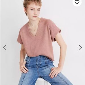 Madewell Ottoman Jacquard V-Neck Boxy Top